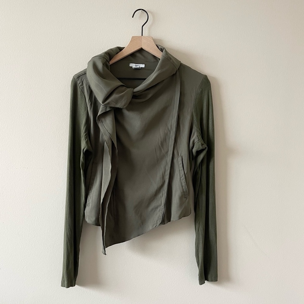 Bar lll Forest Green Asymmetrical Zip Moto Jacket